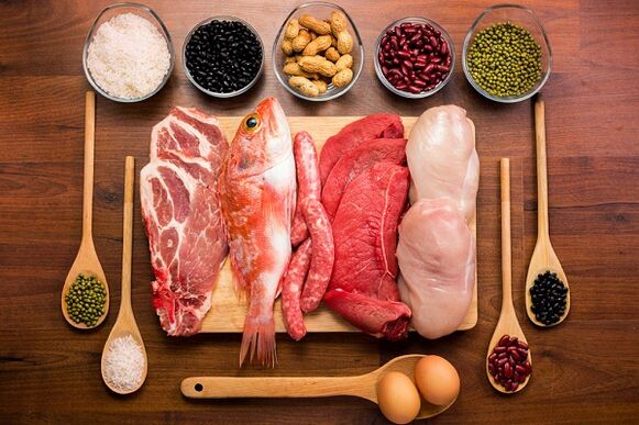 Fleisch- und Fischprodukte sind für Prostatitis angezeigt.